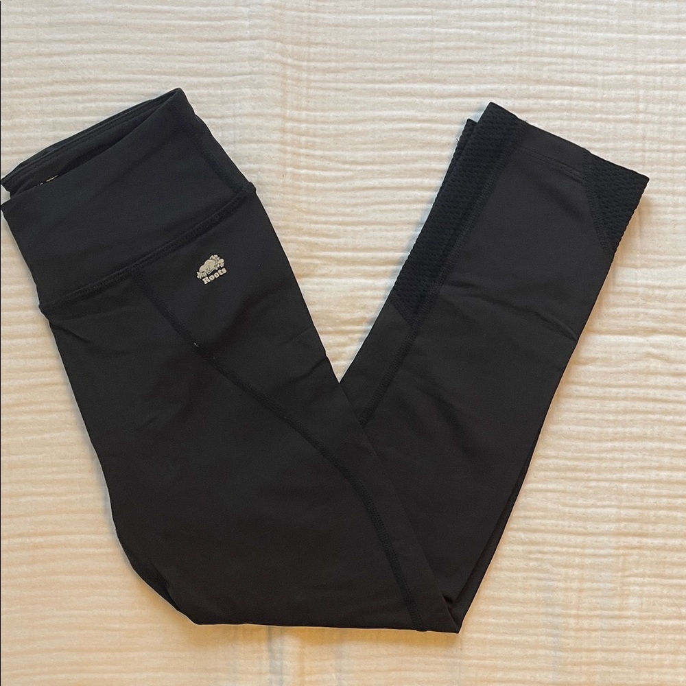 Women’s Roots running Black Leggings with Mesh Detail